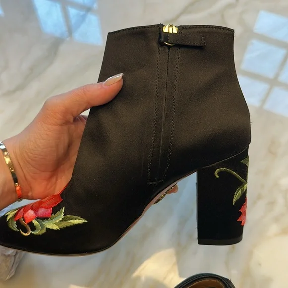 Aquazzura Embroidered Satin Booties - Picture 10 of 10